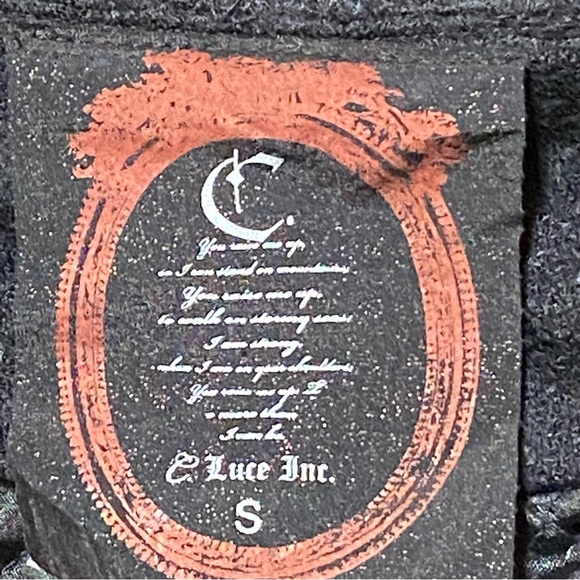 C. LUCE VINTAGE LONG SLEEVE SHORT BLACK COAT JACKET WITH RIBBON TIES - Picture 9 of 10